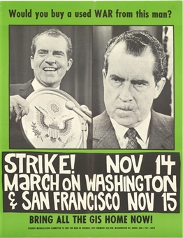 1969 Anti-Richard Nixon Campaign Poster To End Vietnam War